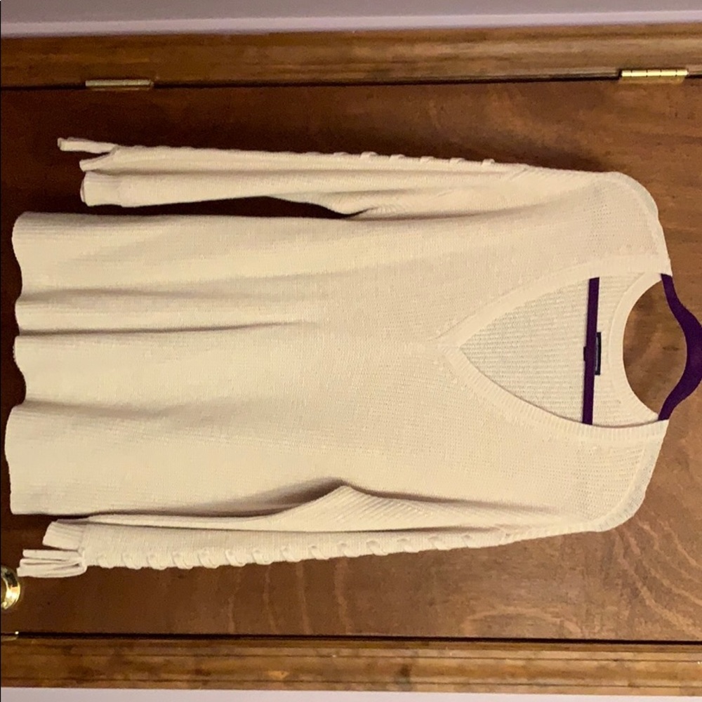 American Eagle Laced Tie-Sleeve V-Neck Sweater
